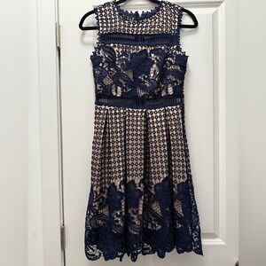 Elegant Navy Lace Aqua Bloomingdales Dress